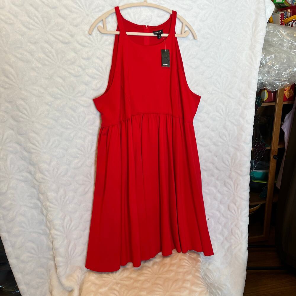 Torrid red sleeveless midi dress size 26 NWT plus size spring summer casual